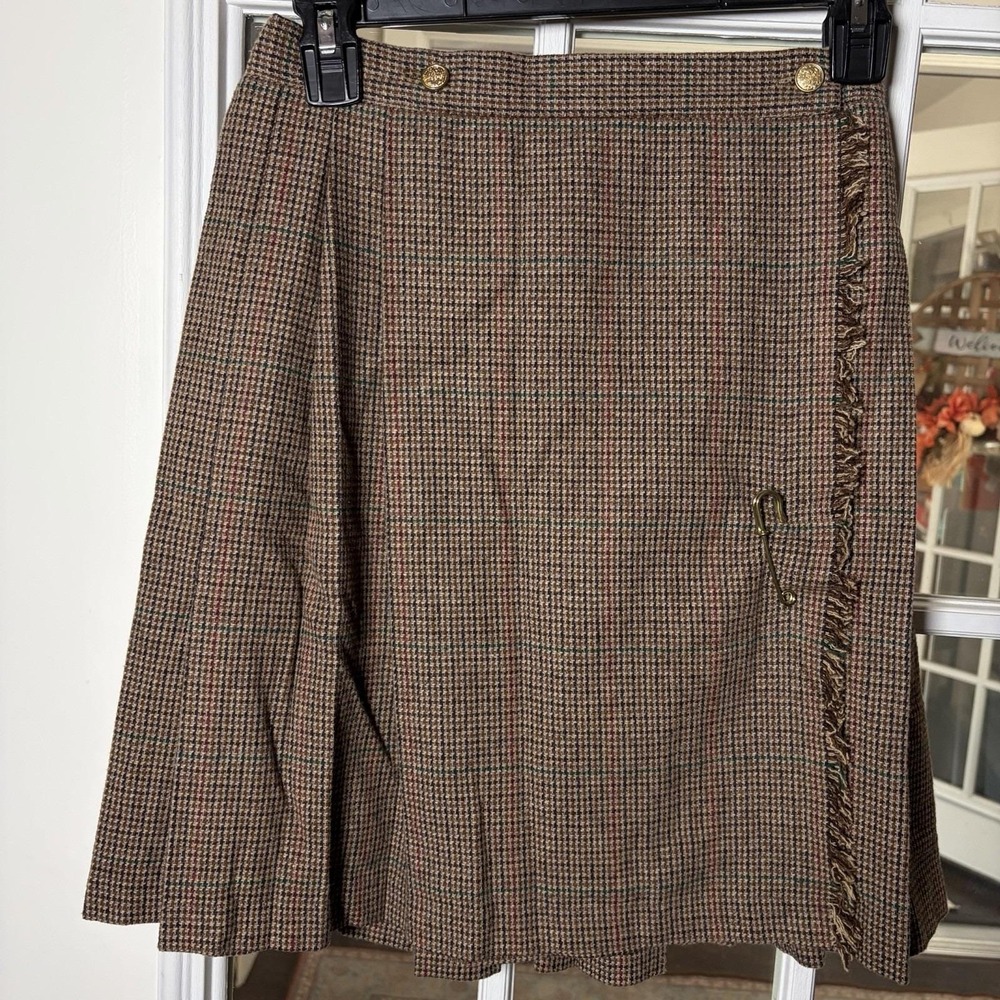 Vintage 90s The Flip Side Heritage Check Kilt Skirt Size 12 Dark Academia Preppy